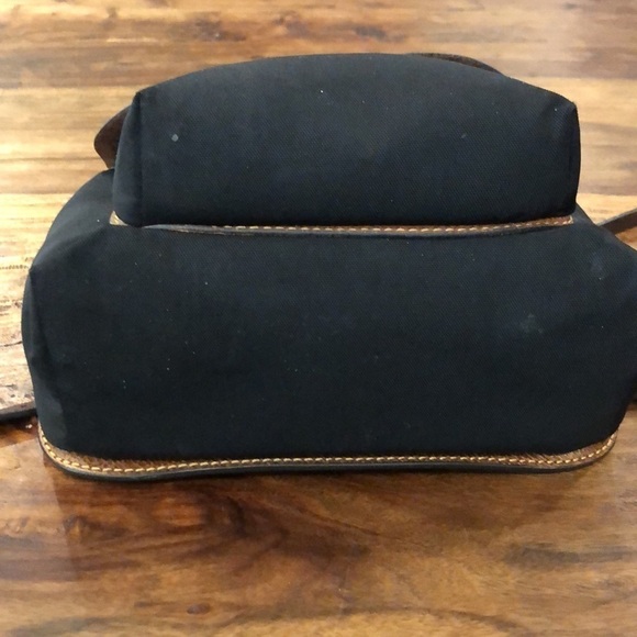 Dooney & Bourke Saddle Crossbody Black Canvas, Brown Distressed Leather - Picture 3 of 16